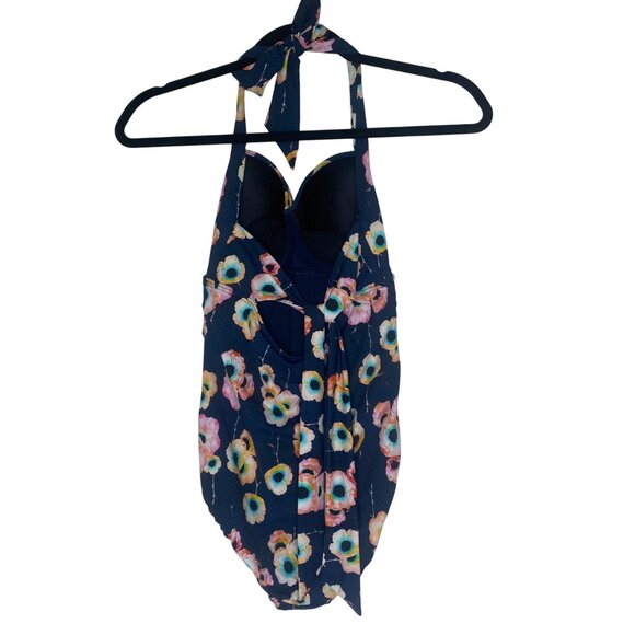 Seafolly Halter One Piece Swimsuit Womens Size 10 (US 6 )Floral Print Ruched Re - Picture 3 of 12